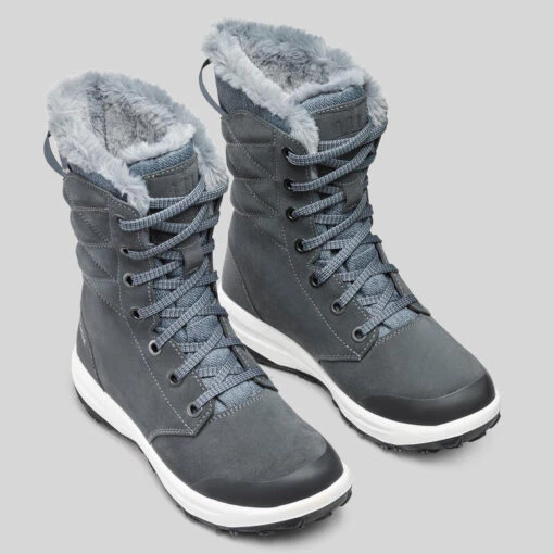 Botas De Nieve Y Apreski Impermeables De Piel Mujer Quechua SH500 U-Warm Gris -Aventura Tienda botas de nieve y apreski impermeables de piel mujer quechua sh500 u warm gris 1