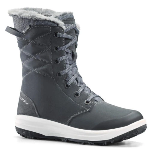 Botas De Nieve Y Apreski Impermeables De Piel Mujer Quechua SH500 U-Warm Gris -Aventura Tienda botas de nieve y apreski impermeables de piel mujer quechua sh500 u warm gris