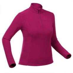 Forro Polar De Montaña Y Trekking 1/2 Cremallera Mujer Quechua MH100 Granate -Aventura Tienda forro polar de montaa y trekking 12 cremallera mujer quechua mh100 granate 4