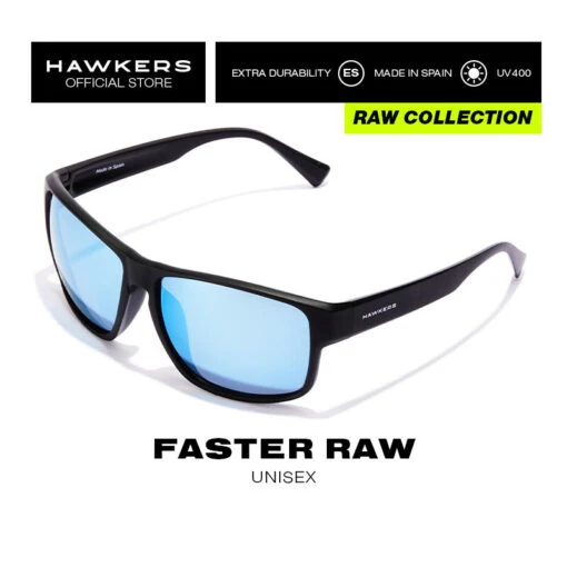 HAWKERS Gafas De Sol Para Hombre Y Mujer BLACK DARK POLARIZED - FASTER RAW -Aventura Tienda gafas de sol para hombre y mujer black dark polarized faster raw